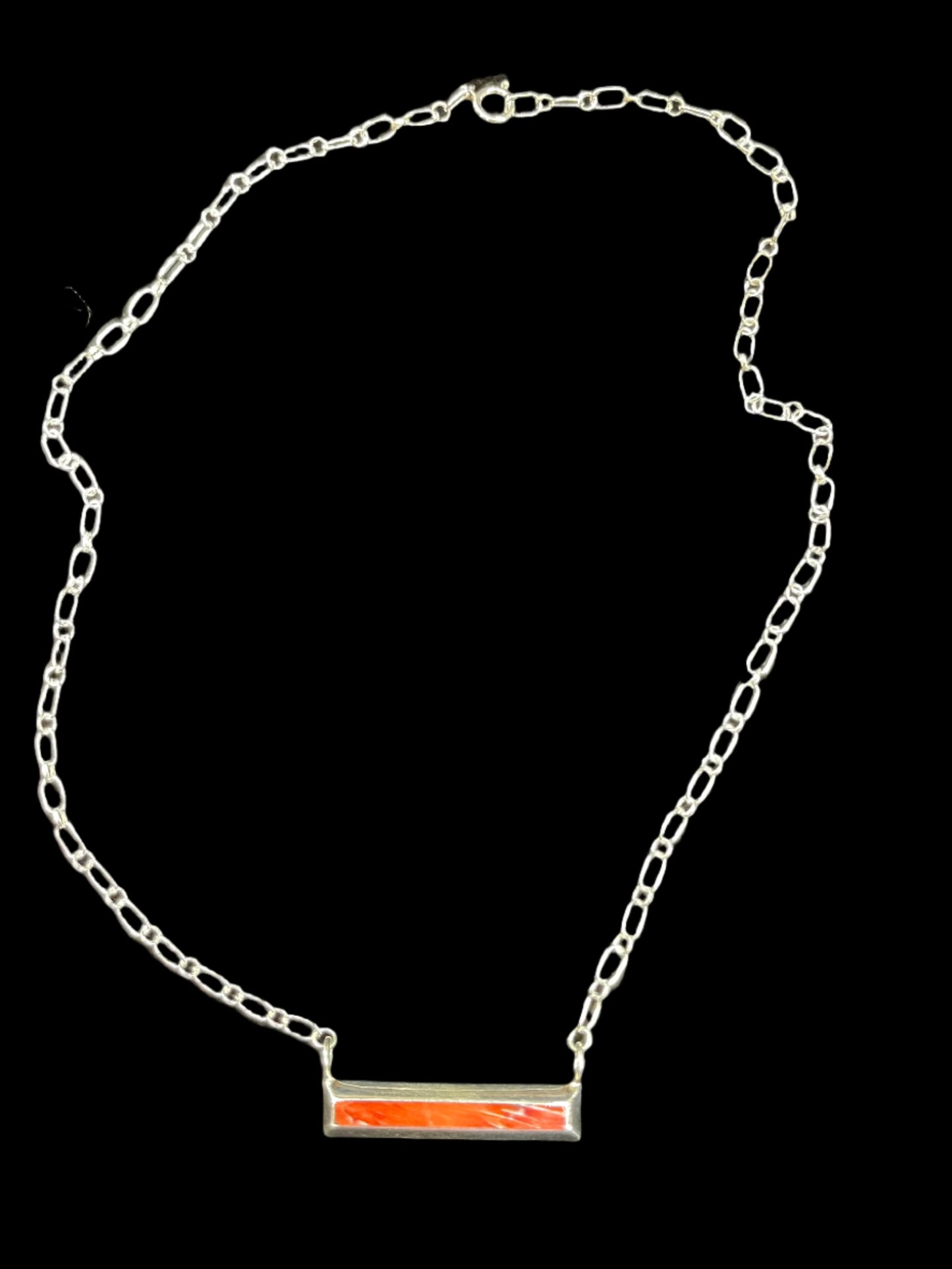 Spiny Oyster Inlay Bar Necklace by Troy Natachu, Zuni