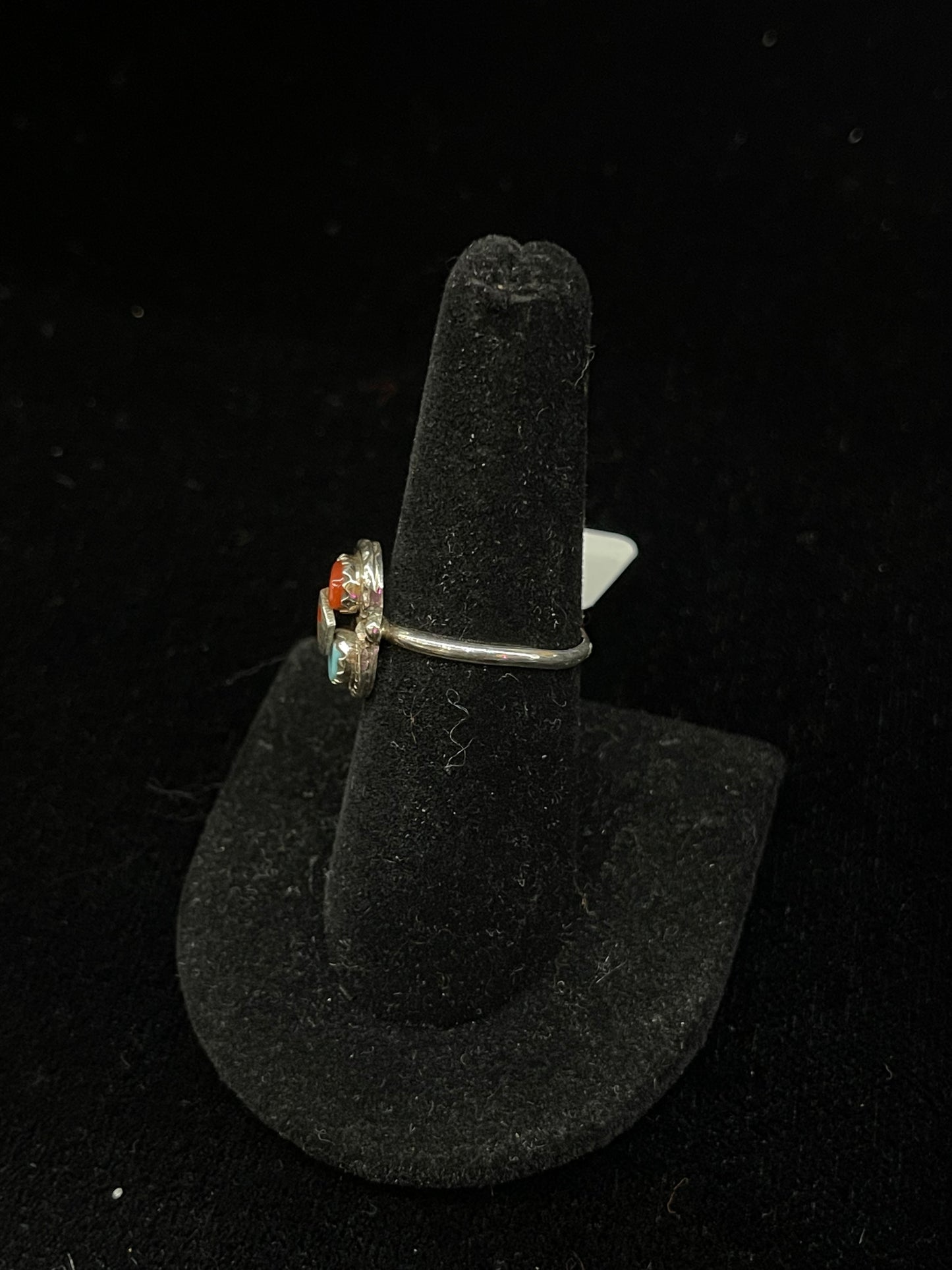 8.0 Coral and Turquoise 2 Stone Snake Ring