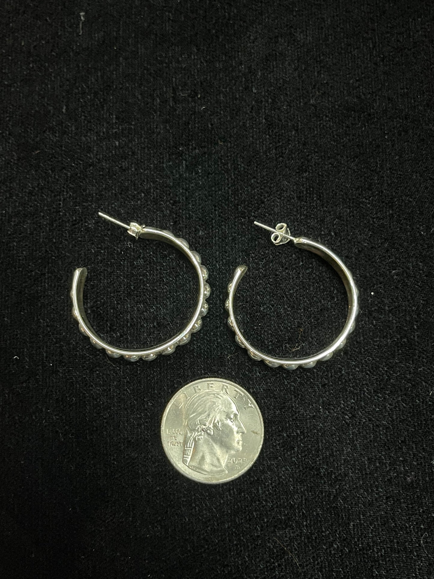 Hoop Earrings with Silver Dots