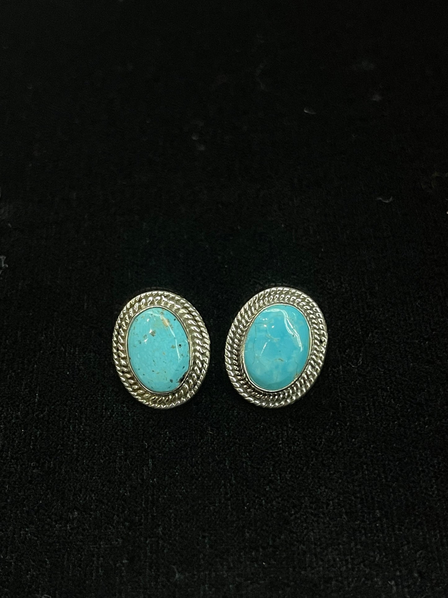 Round Turquoise Post Earrings