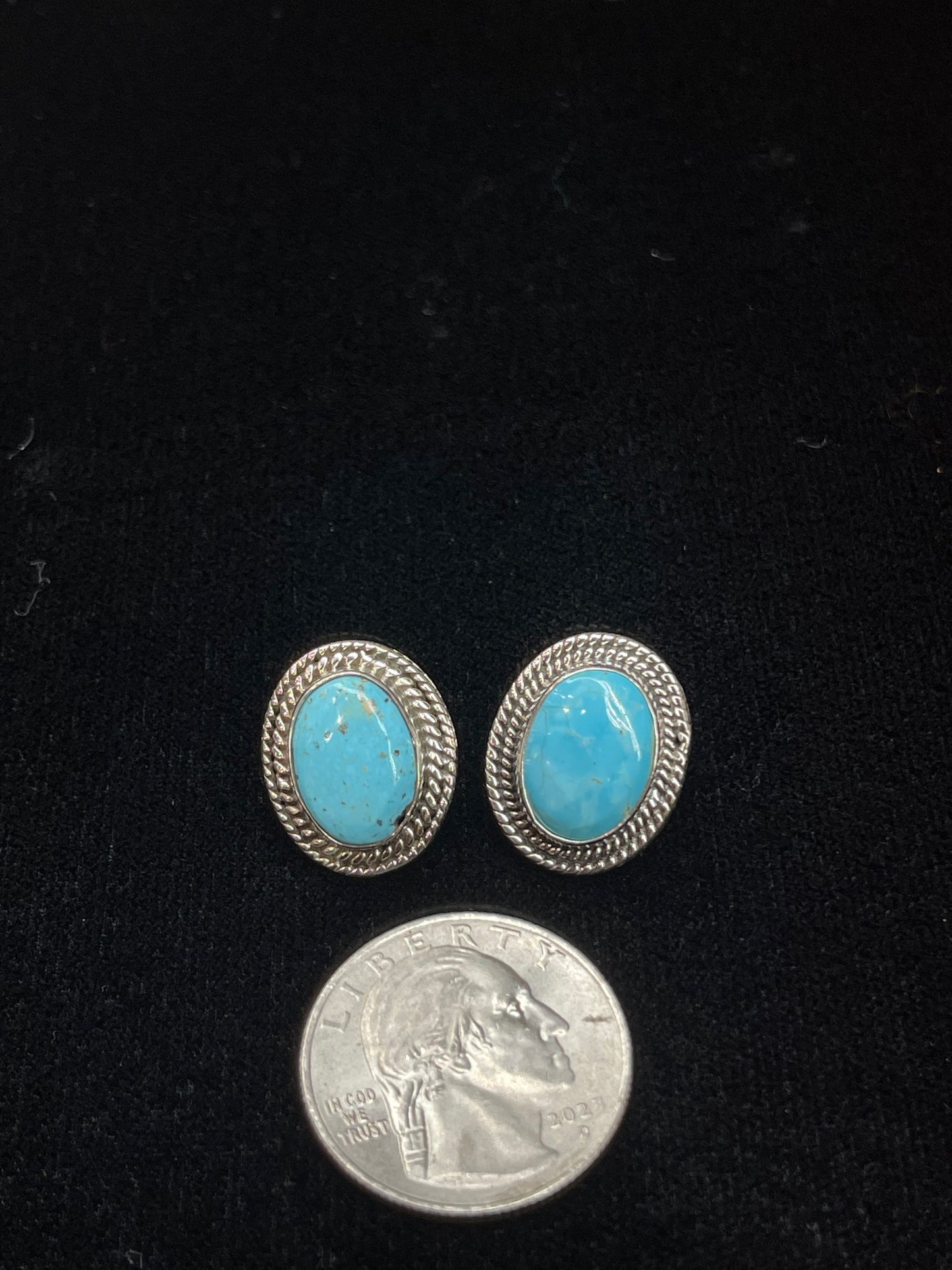 Round Turquoise Post Earrings