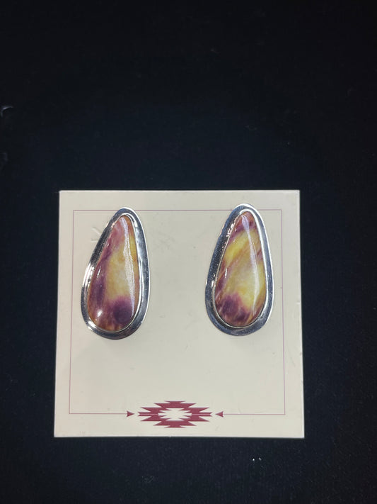 Sunset Spiny Oyster Post Earrings by Marie Jackson, Navajo