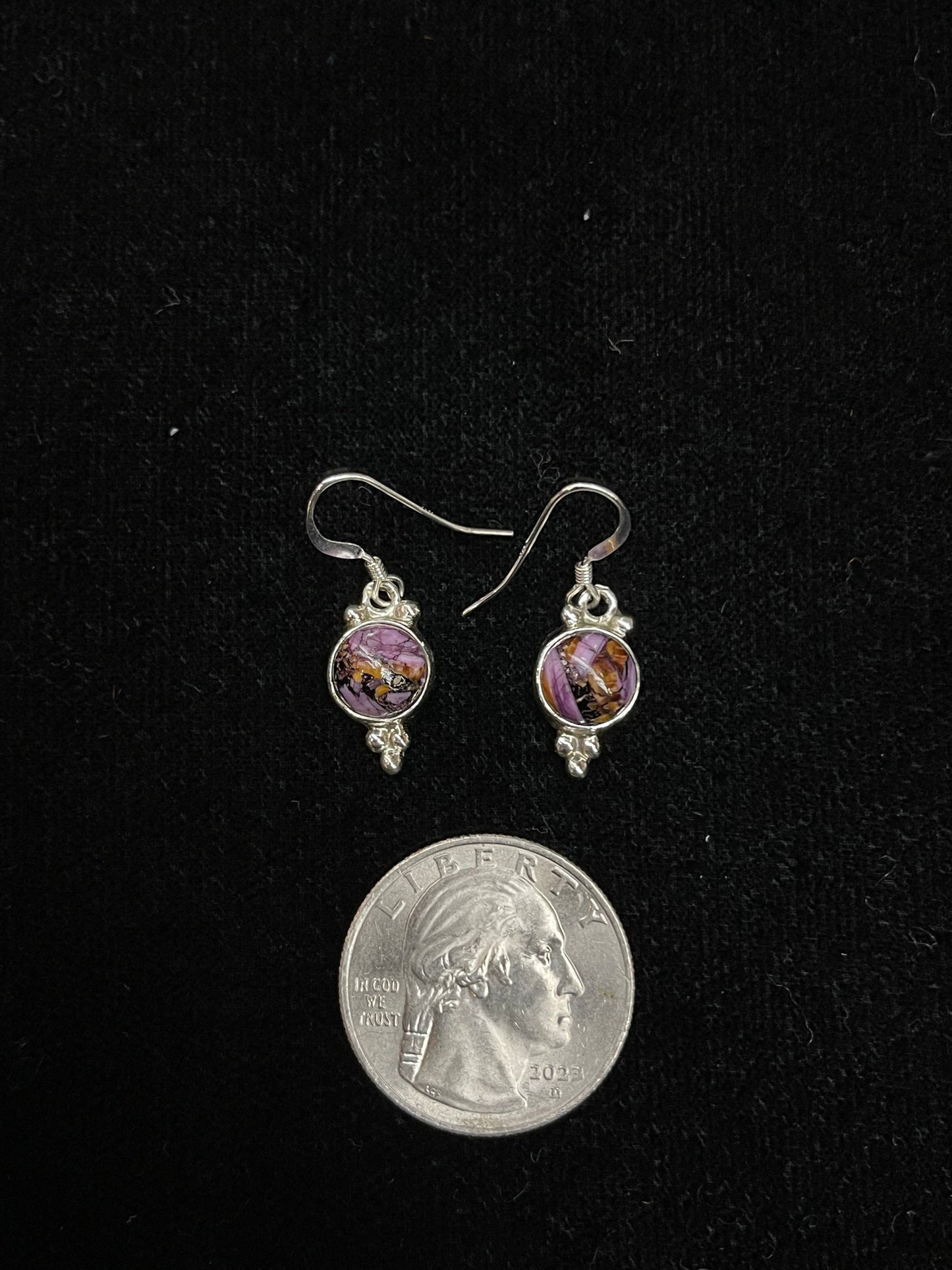 Purple Mojave Dangle Earrings by Elaine Shirley, Navajo