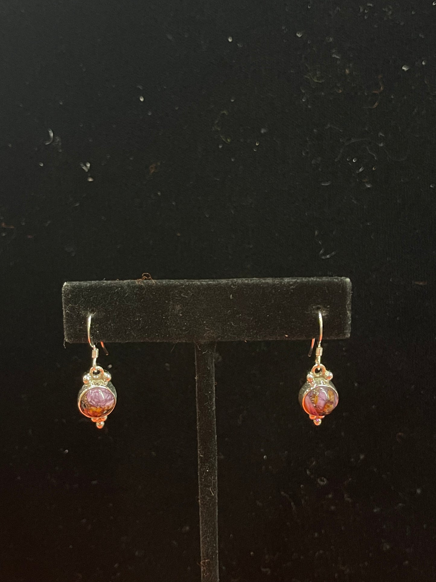 Purple Mojave Dangle Earrings by Elaine Shirley, Navajo