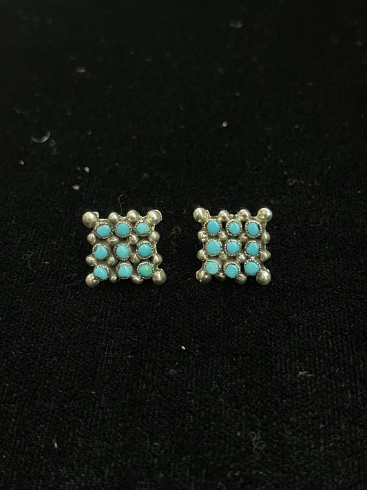 Post Earrings with Multiple Sleeping Beauty Turquoise Stones