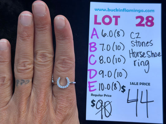 LOT 28 E 10/25 10.0 CZ Stones Horse Shoe Ring