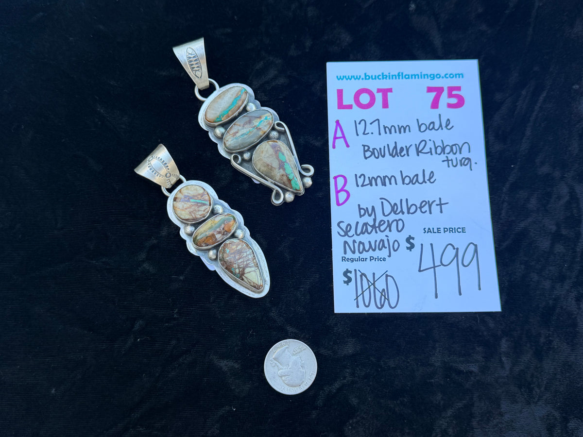 LOT 66 10/25 Turquoise Stud Earring with Border by Brian & Carina Leekity, Zuni