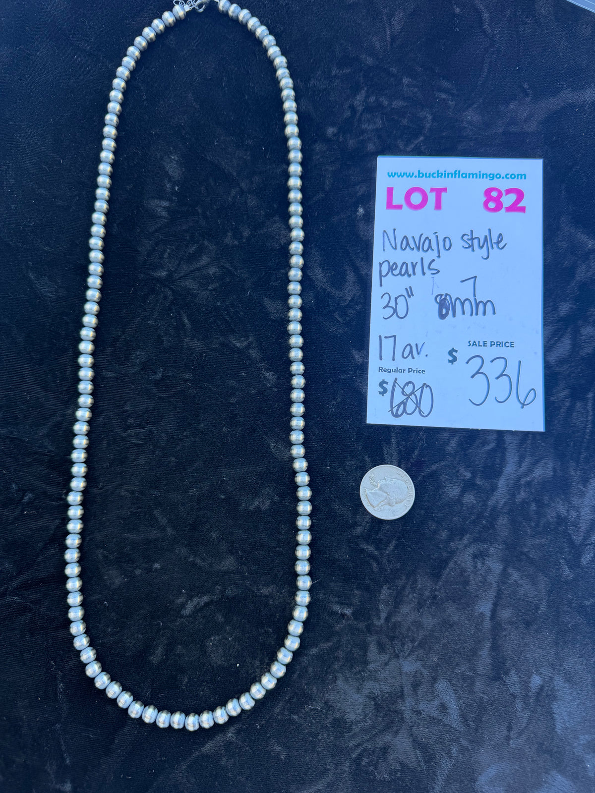 LOT 82 10/25 Navajo Style Pearls 30” 7mm