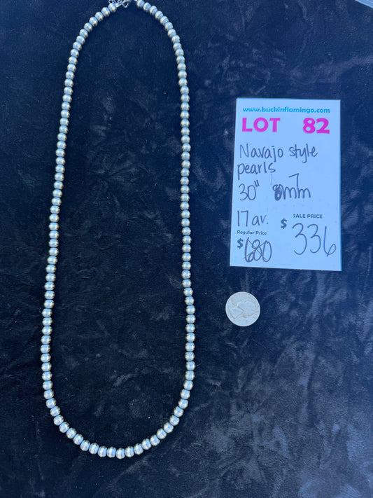 LOT 82 10/25 Navajo Style Pearls 30” 7mm