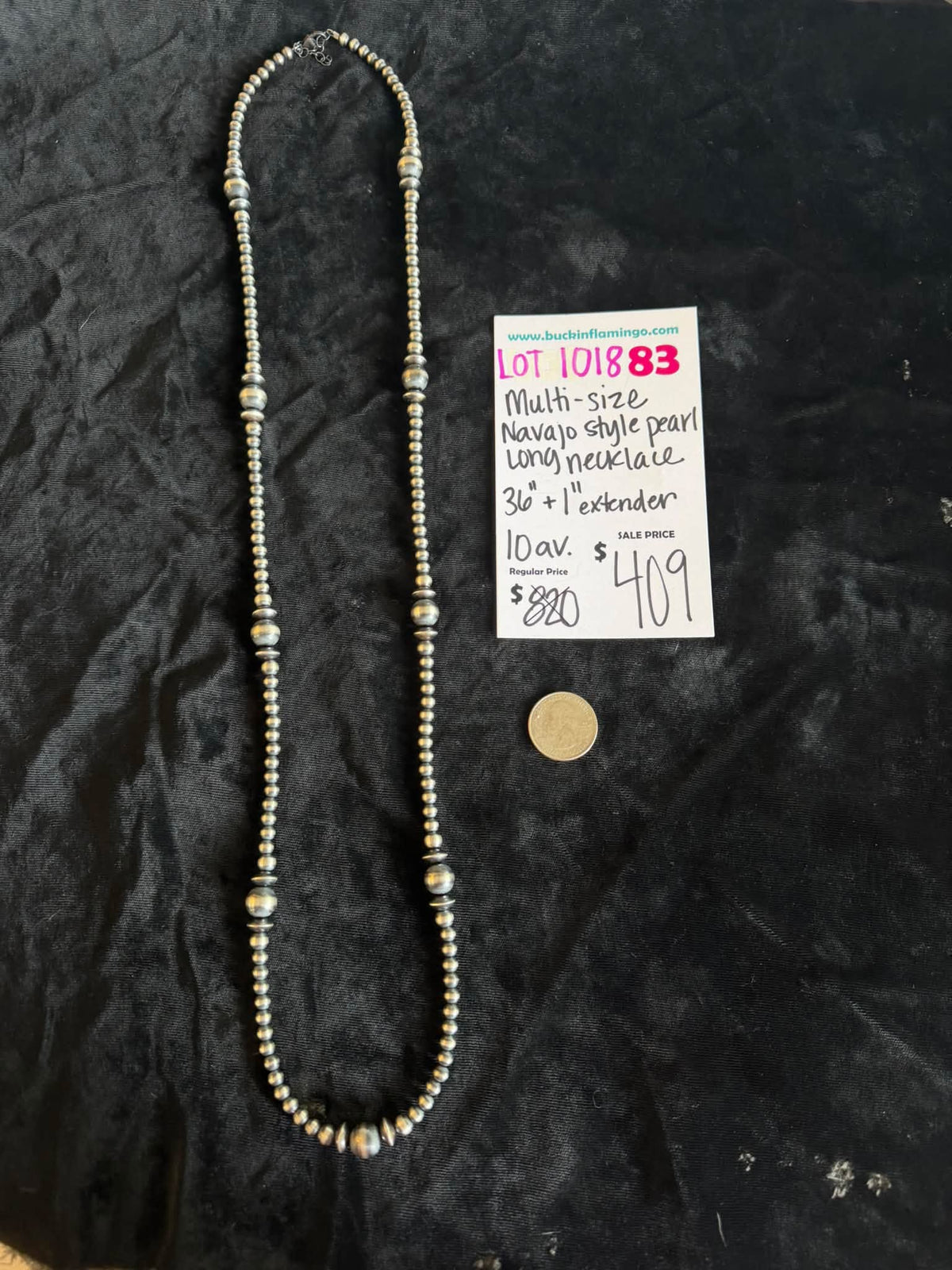 LOT 83 10/18 Multi-Size Navajo Style Pearl Long Necklace 36”+1” Extender