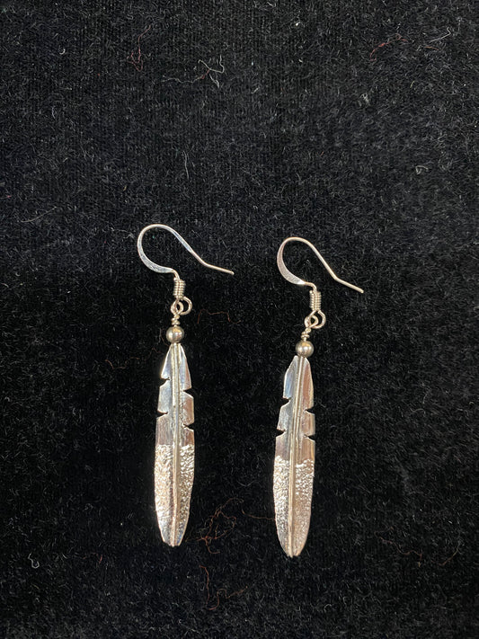 Sterling Silver Feather Dangle Earrings