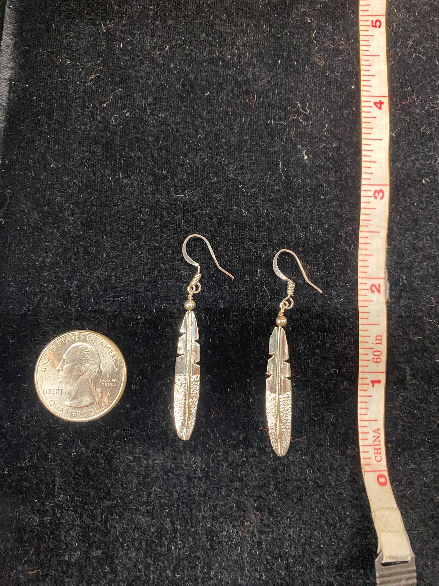 Sterling Silver Feather Dangle Earrings