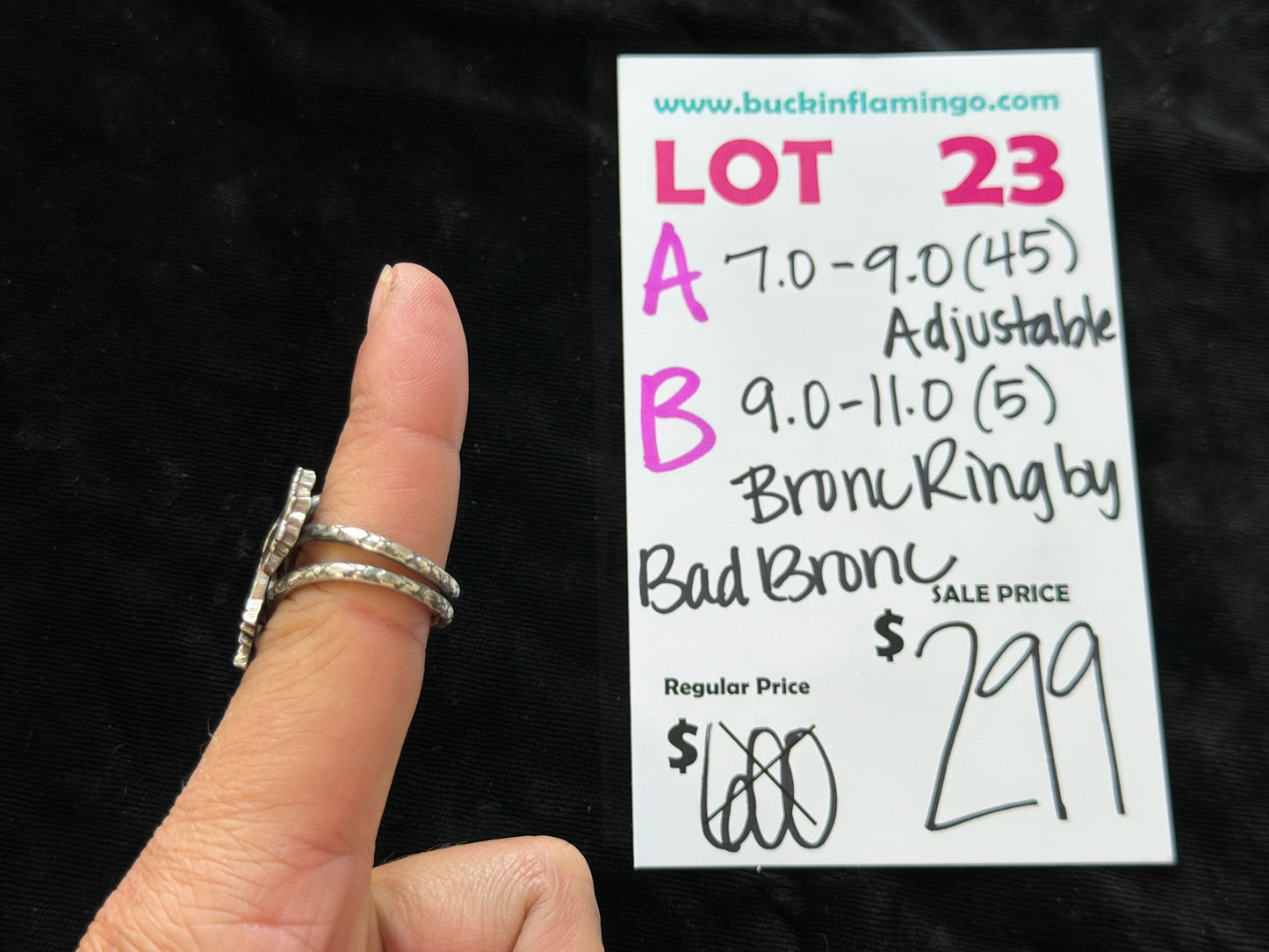 Lot 23 B 5/3 Bronc Adjustable Ring (9.0-11.0) by Bad Bronc