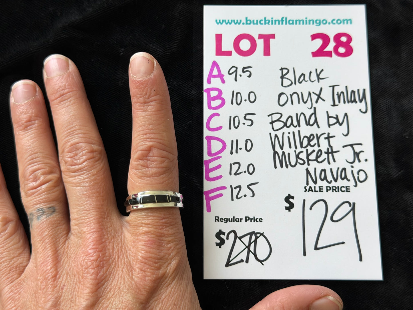 LOT 28 B 5/3 10.0 Black Onyx Inlay Band by Wilbert Muskett Jr., Navajo