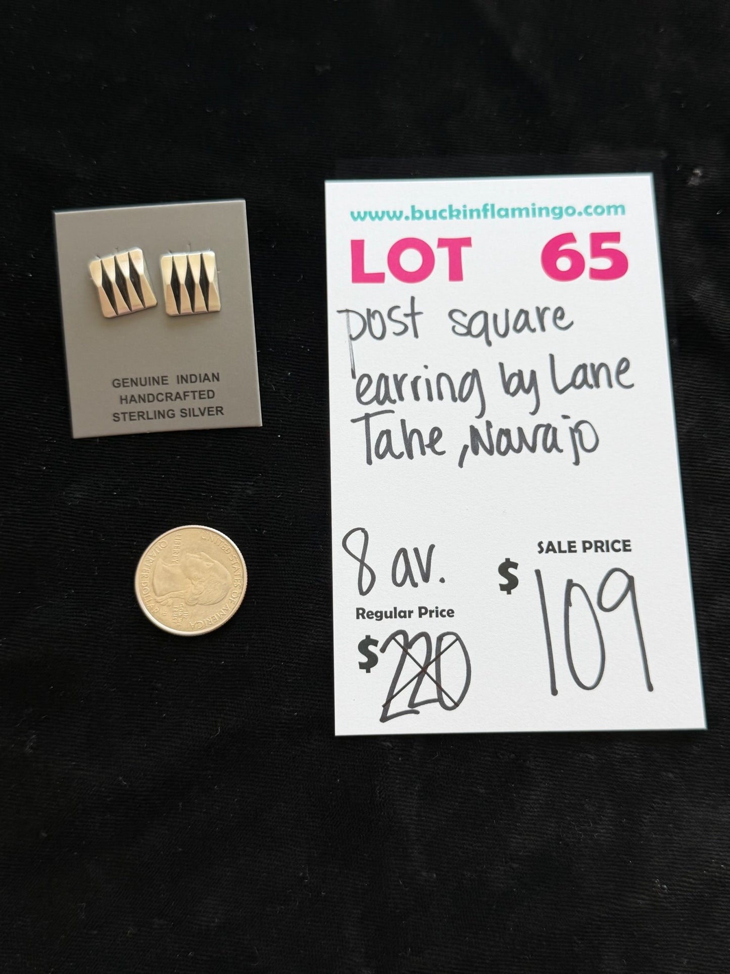 LOT 65 5/17 Post Square Earrings by Lane Tahe, Navajo
