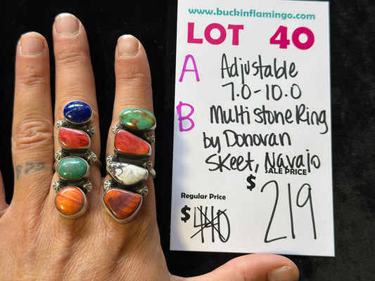 LOT 40 C 5/24 Adjustable 7.0-10.0 Multi Stone Ring by Donovan Skeets, Navajo