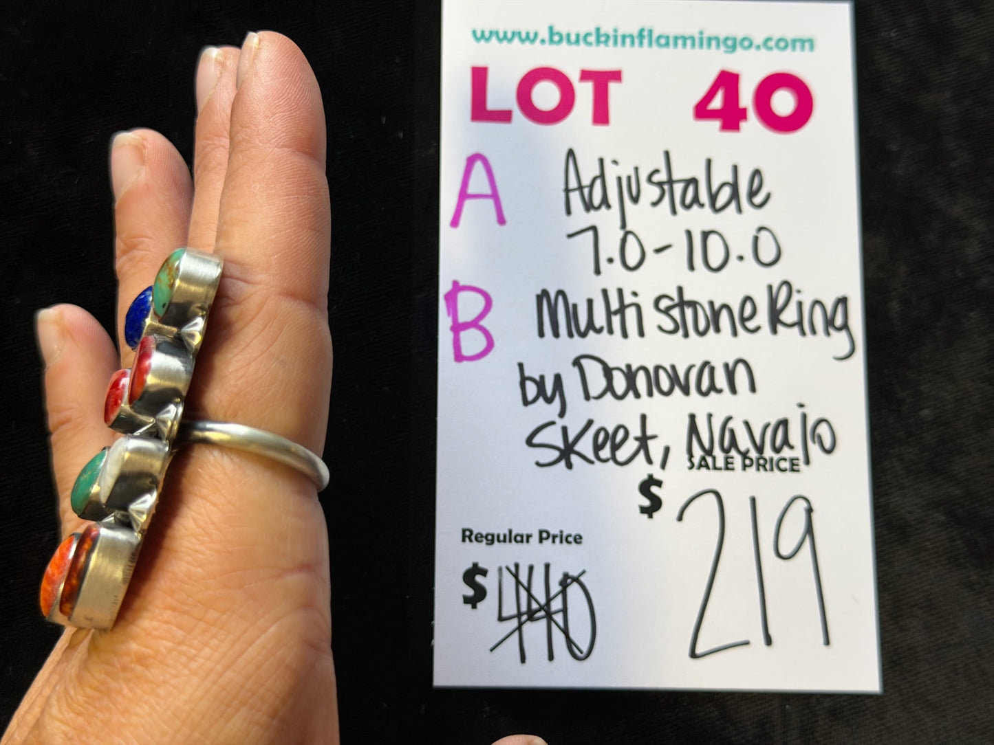 LOT 40 C 5/24 Adjustable 7.0-10.0 Multi Stone Ring by Donovan Skeets, Navajo