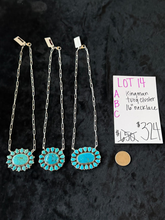 LOT 14 B 5/31 Kingman Turquoise Cluster 16” Necklace