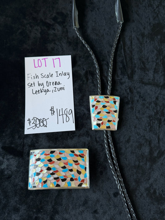 LOT 17 5/31 Fish Scale Inlay Set by Orena Leekya, Zuni
