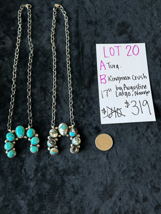 LOT 20 A 5/31 Turquoise 17” Necklace by Augustine Largo, Navajo