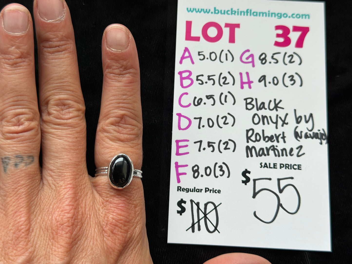 LOT 37 E 5/31 7.5 Black Onyx by Robert Martinez, Navajo