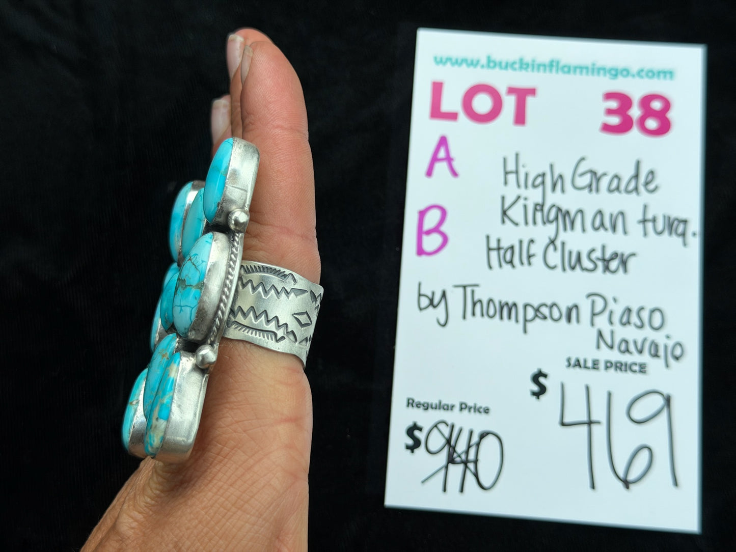 LOT 38 B 5/31 High Grade Kingman Turquoise Half Cluster by Thompson Piaso, Navajo