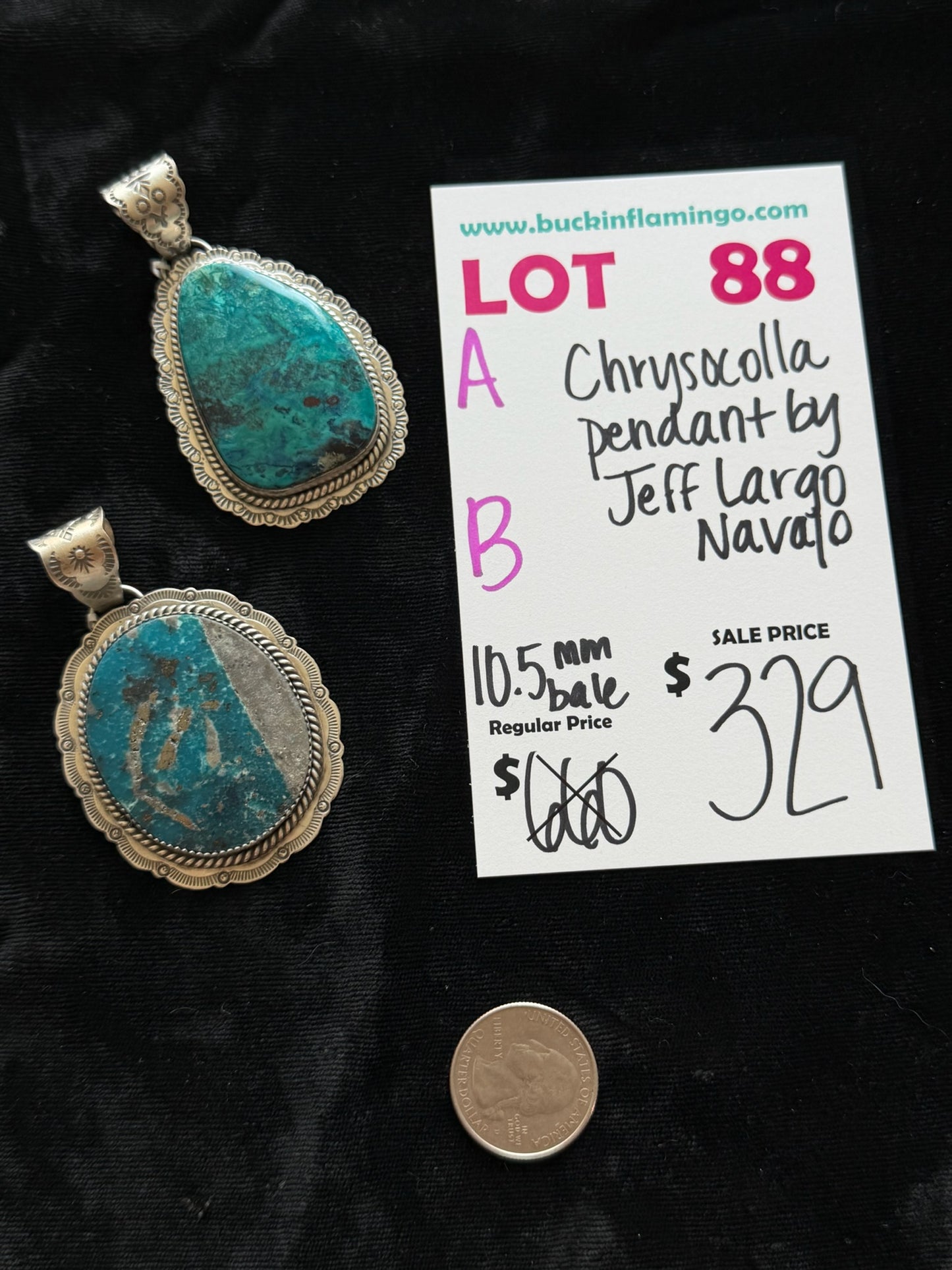LOT 88 A 5/31 Chrysocolla Pendant by Jeff Largo, Navajo