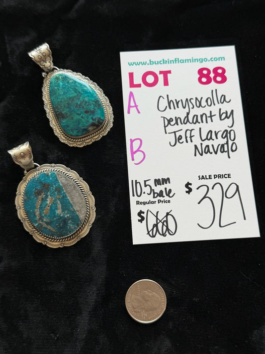 LOT 88 B 5/31 Chrysocolla Pendant by Jeff Largo, Navajo