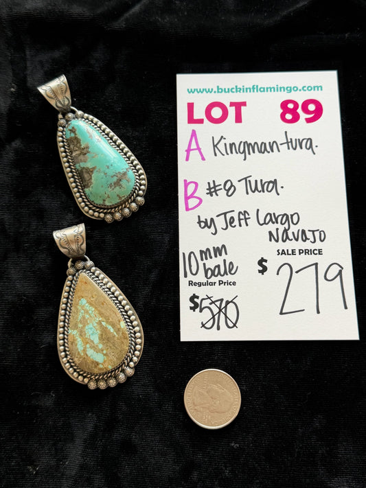 LOT 89 A 5/31 Kingman Turquoise Pendant 10mm Bale by Jeff Largo, Navajo