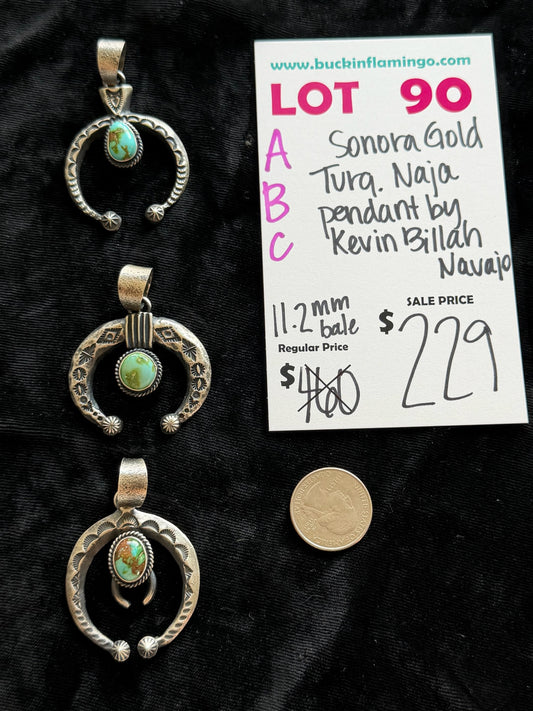 LOT 90 B 5/31 Sonoran Gold Turquoise Najee Pendant by Kevin Billah, Navajo