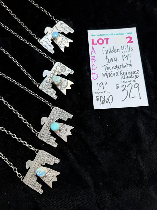 LOT 2 A 6/7 Golden Hills Turquoise 19” Thunderbird by Rick Enriquez, Navajo