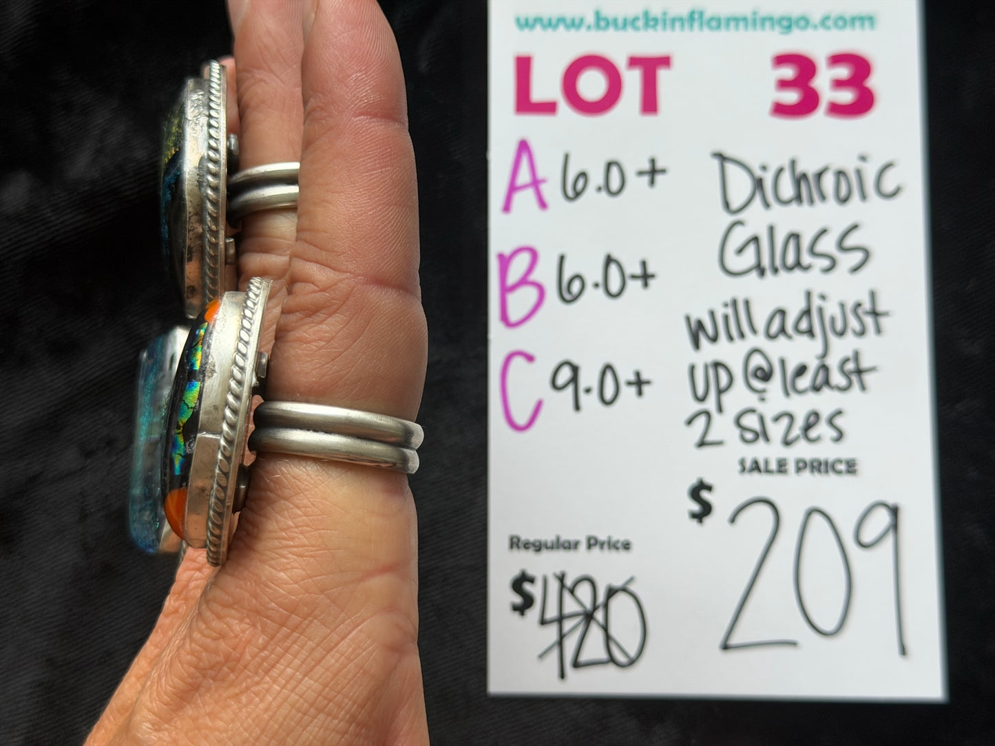 LOT 33 C 6/7 9.0+ Dichroic Glass will Adjust Up @ Least 2 Sizes