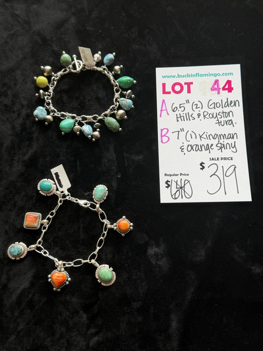 LOT 44 B 6/7 7.0” Kingman Turquoise & Orange Spiny