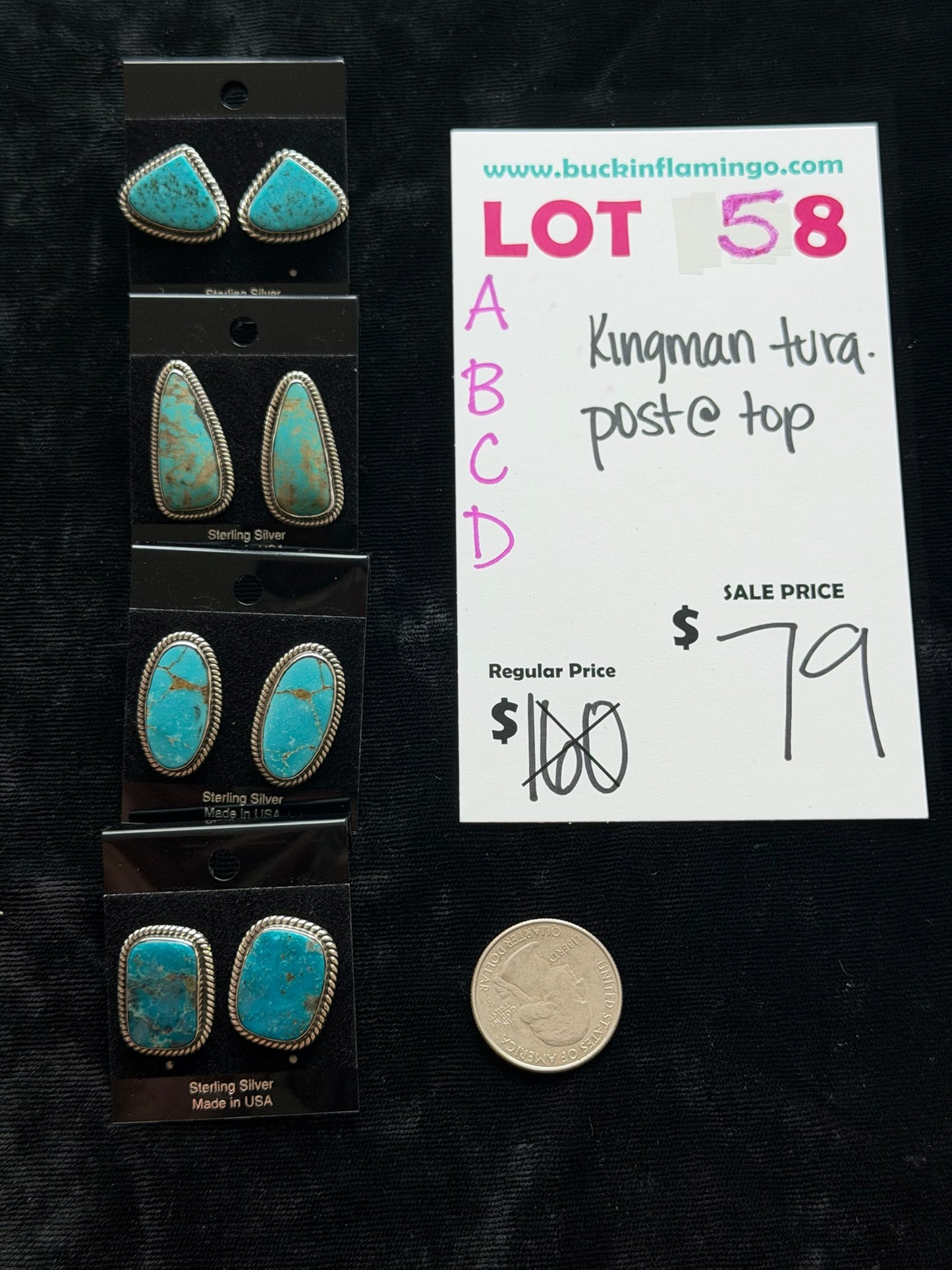 LOT 58 B 6/7 Kingman Turquoise Post @ Top