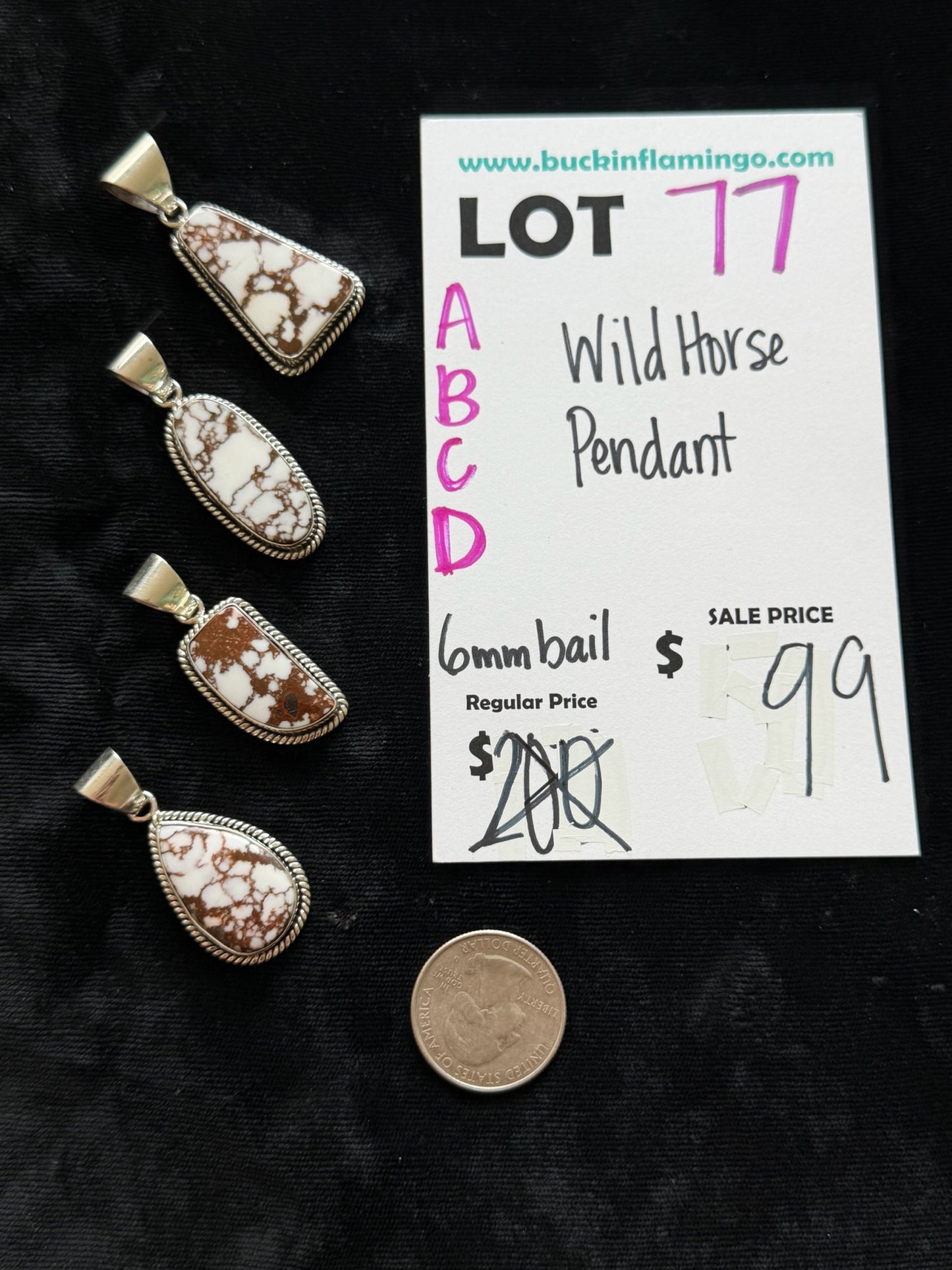 LOT 77 C 6/7 Wild Horse Pendant 6mm Bail