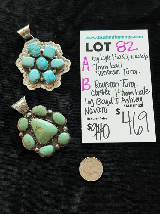 LOT 82 A 6/7 Sonoran Turquoise 7mm Bail by Lyle Piaso, Navajo