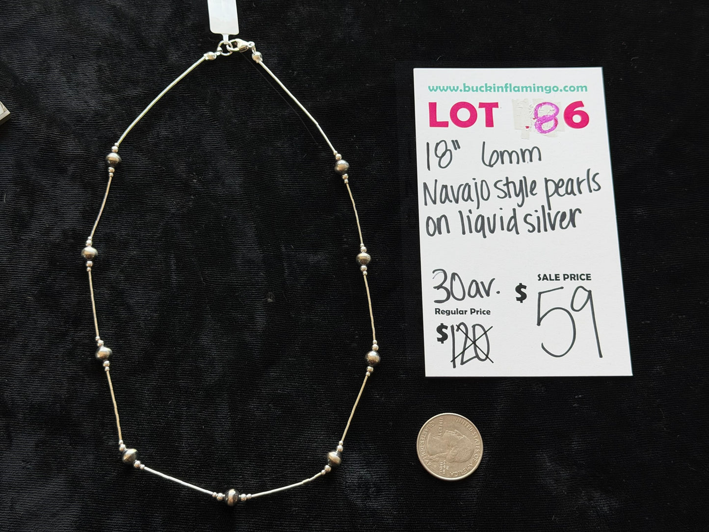 LOT 86 6/7 18” 6MM Navajo Style Pearls on Liquid Silver