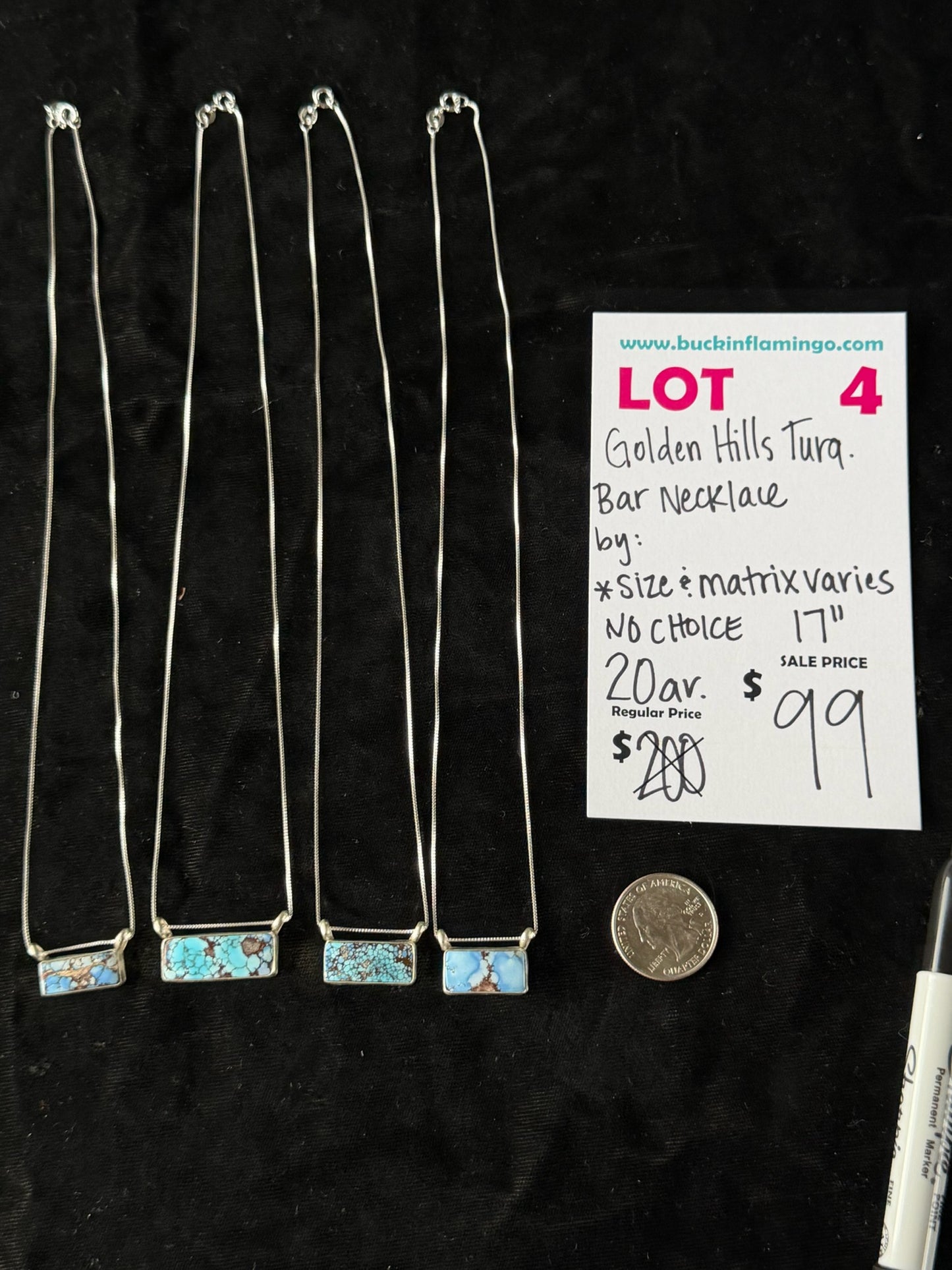 LOT 4 6/14 Golden Hills Turquoise Bar Necklace