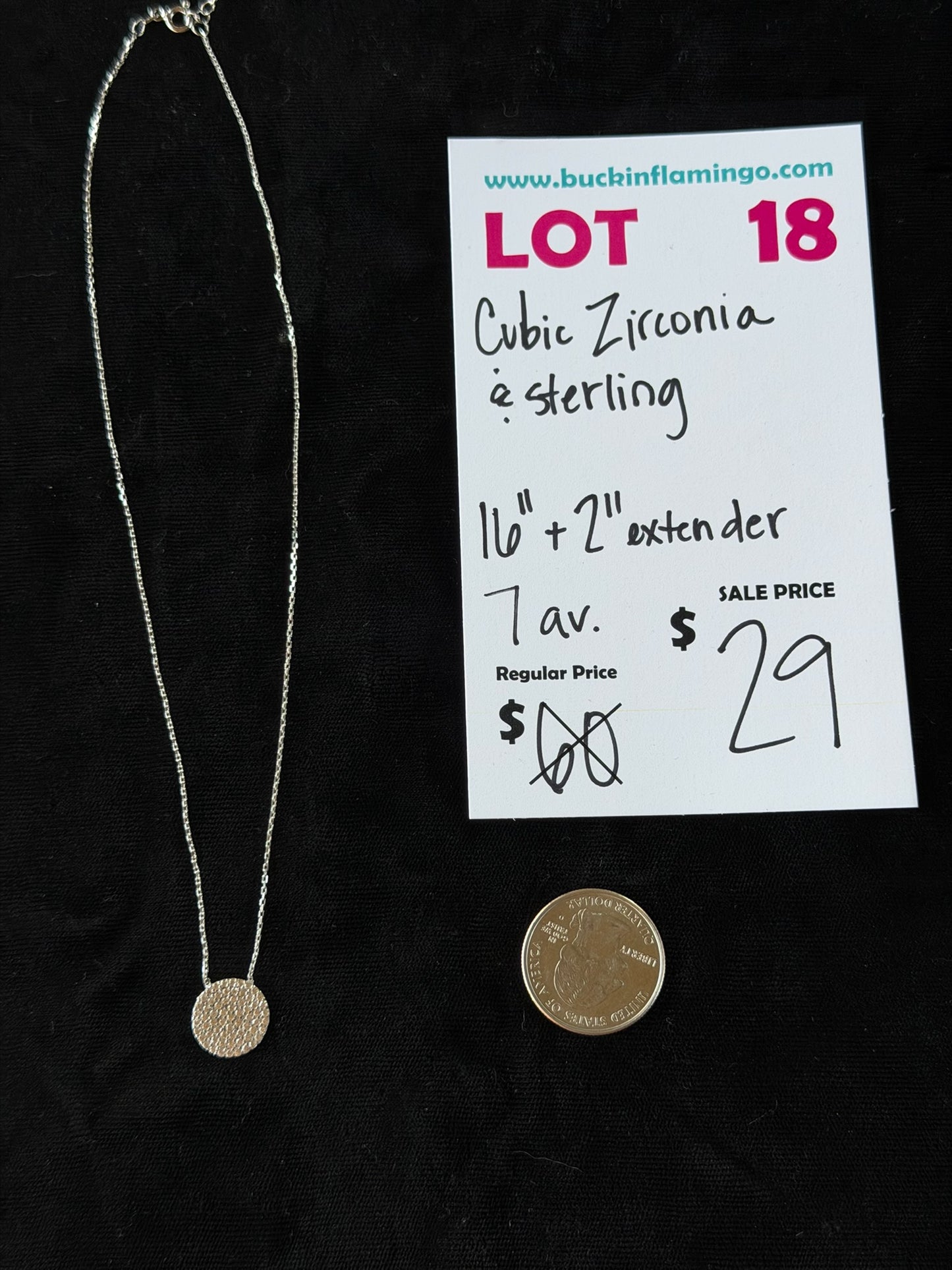 LOT 18 6/14 Cubic Zirconia & Sterling 16”+2” Extender