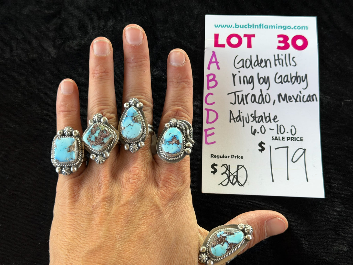 LOT 30 C 6/14 Golden Hills Ring by Gabby Jurado, Mexican Adjustable 6.0-10.0