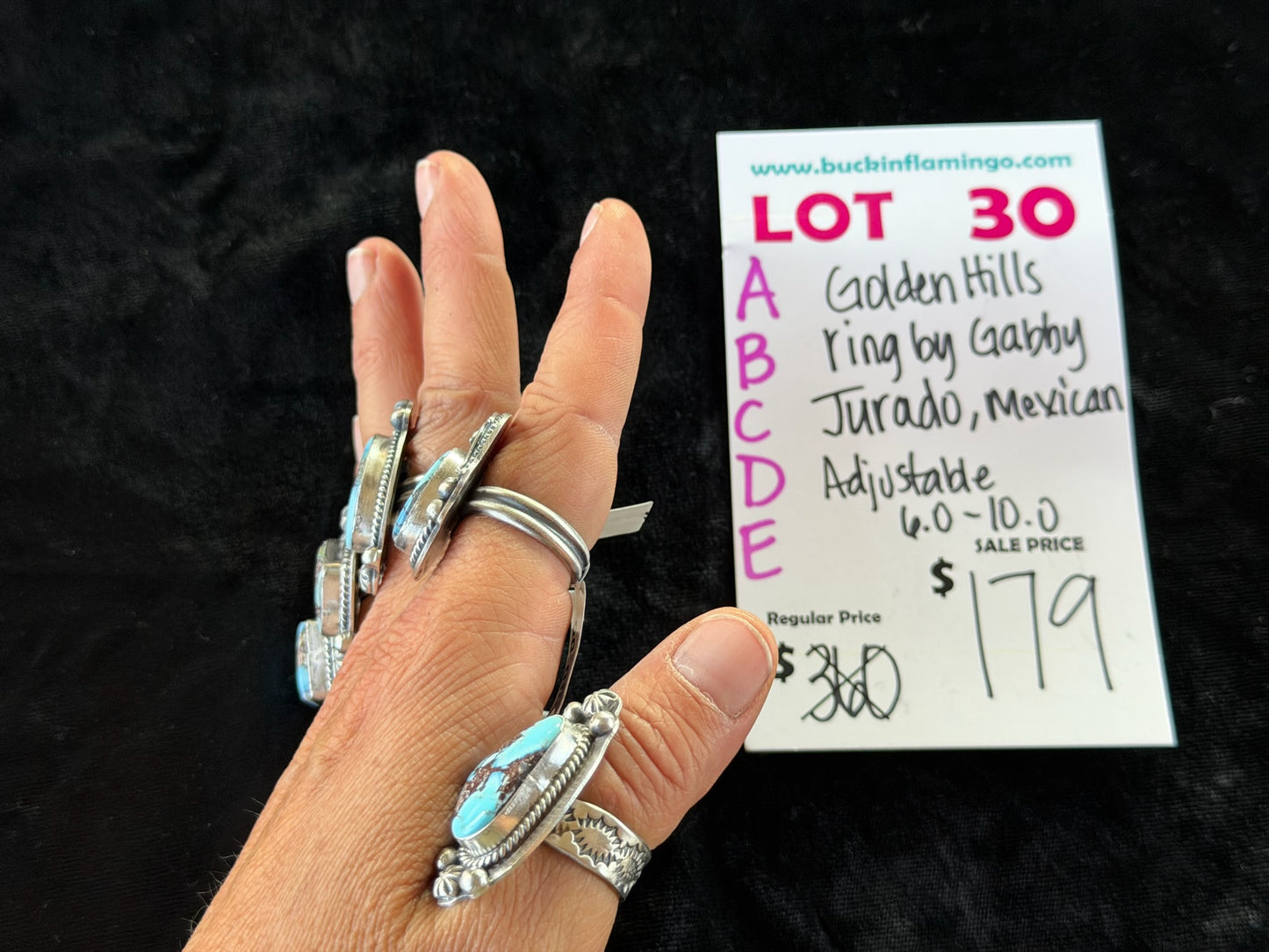 LOT 30 C 6/14 Golden Hills Ring by Gabby Jurado, Mexican Adjustable 6.0-10.0
