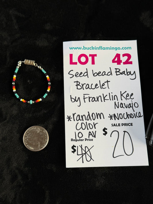 LOT 42 6/14 Seed Bead Baby Bracelet by Franklin Kee, Navajo *Random Color No Choice