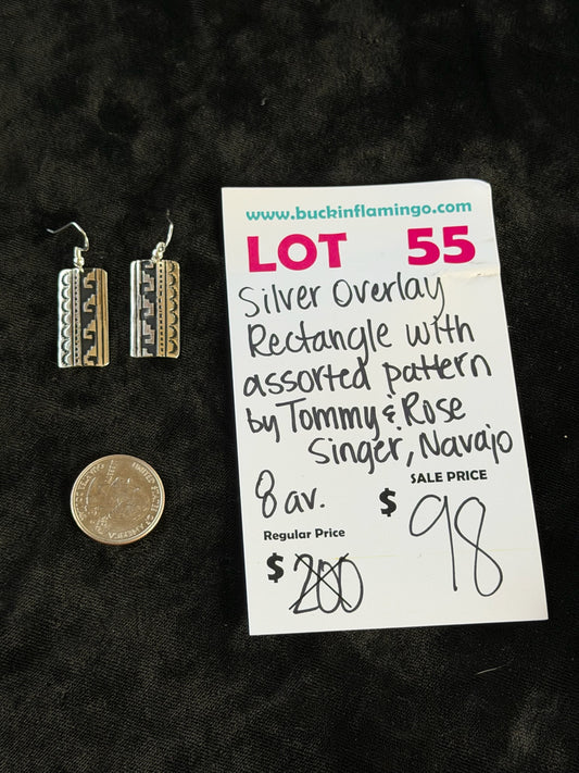 LOT 55 6/14 Silver Overlay Rectangle With Assorted Pattern by Tommy & Rose Singer, Navajo