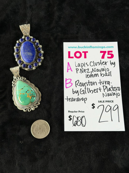 LOT 75 B 6/14 Royston Turquoise by Gilbert Platero, Navajo 10mm bail