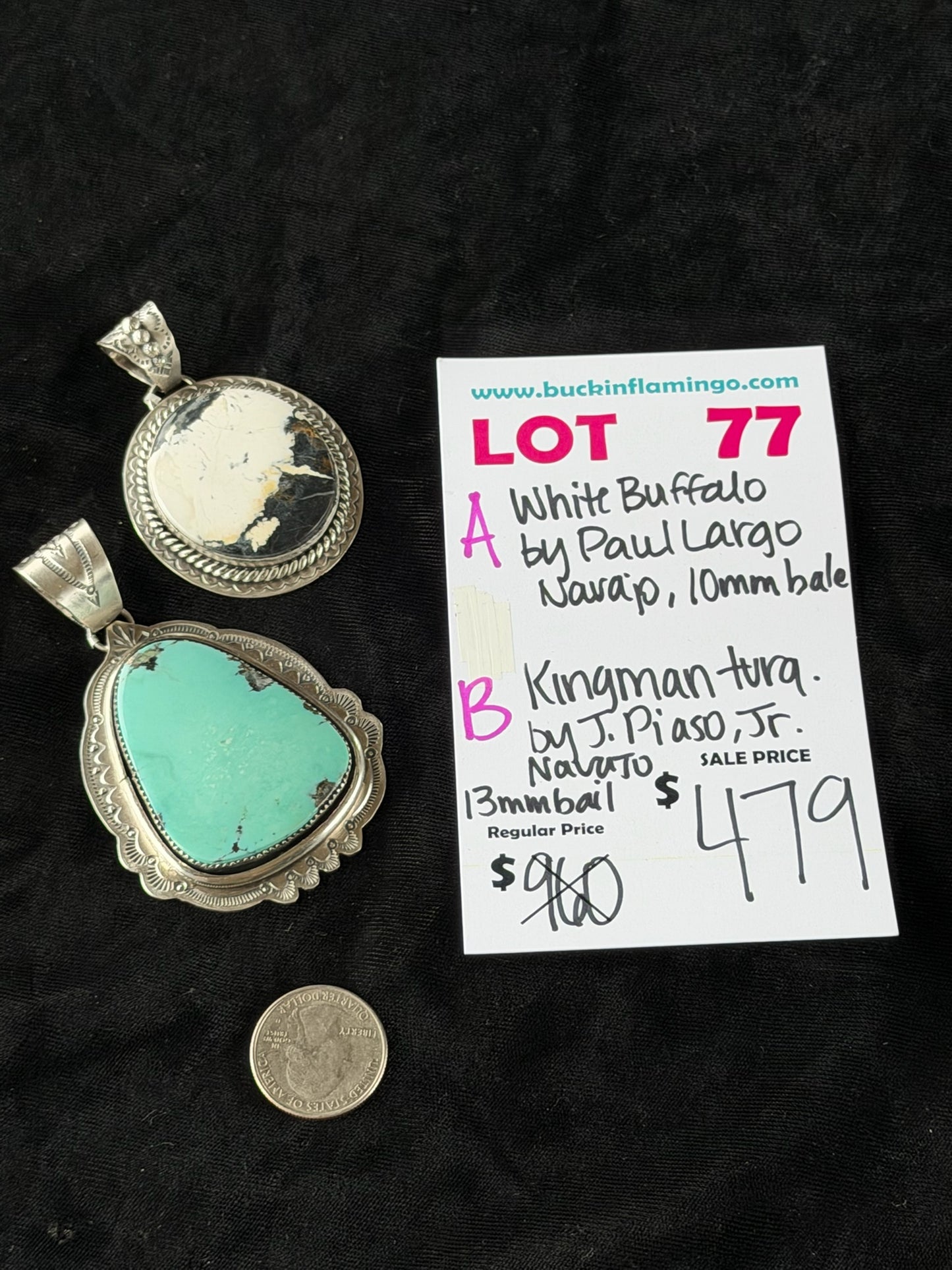 LOT 77 A 6/14 White Buffalo by Paul Largo, Navajo 10mm Bale