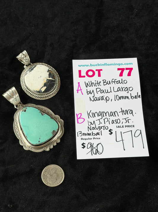 LOT 77 B 6/14 Kingman Turquoise by J. Piaso, Jr.,  Navajo 13mm Bale