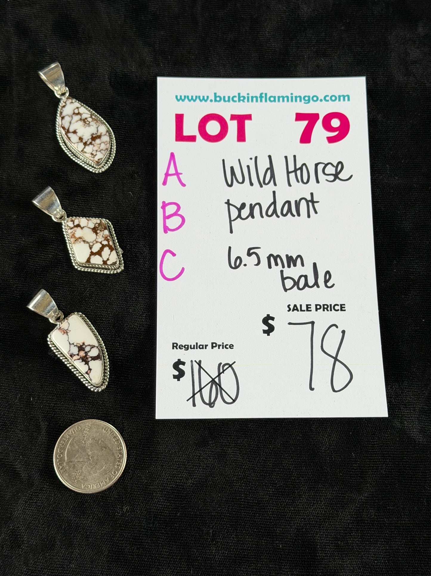 LOT 79 C 6/14 Wild Horse Pendant 6.5mm bale