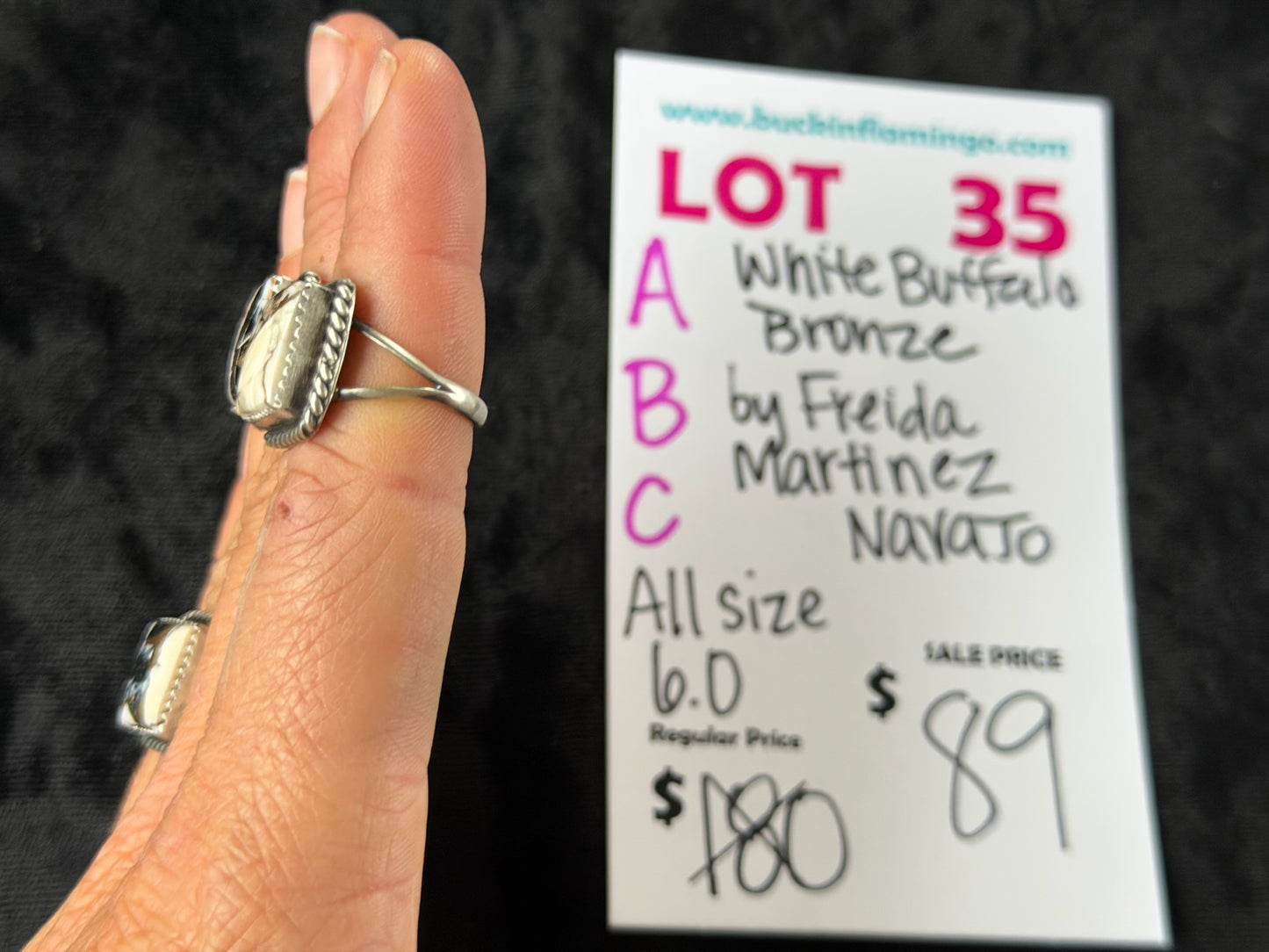 LOT 35 C 6/28 6.0 White Buffalo Bronze by Freida Martinez, Navajo