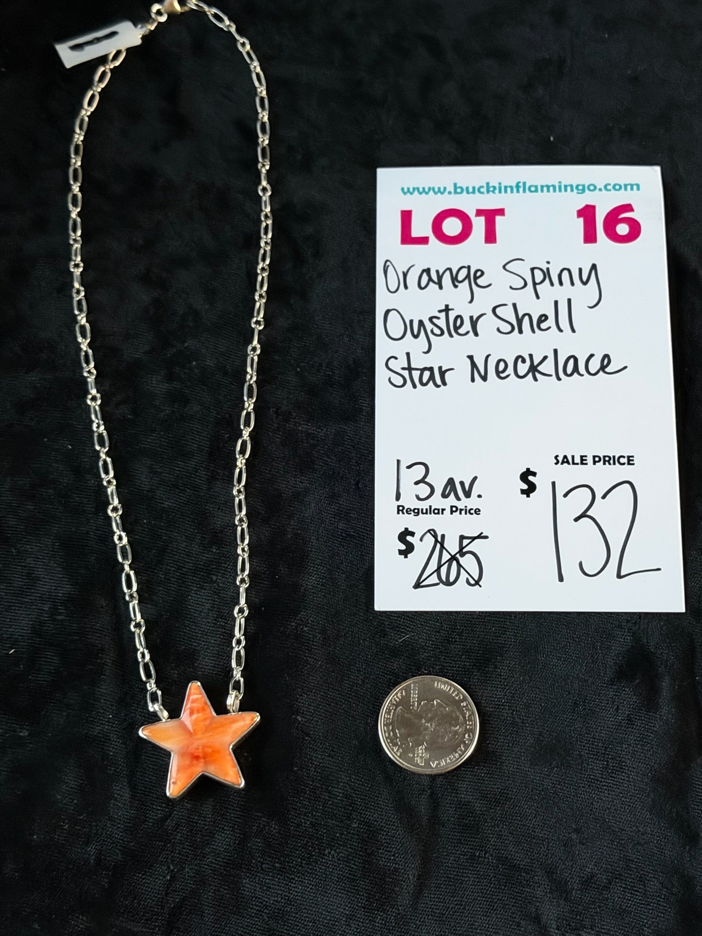 LOT 16 7/5 Orange Spiny Oyster Shell Star Necklace