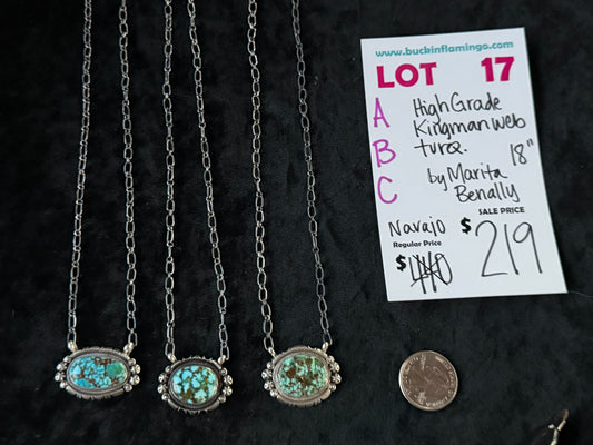 LOT 17 C 7/5 HighGrade Kingman Web Turquoise 18” by Marita Benally, Navajo